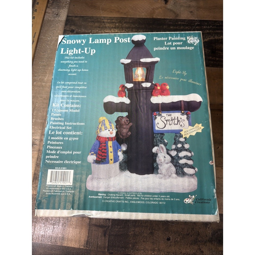 Vintage Snowy Lamp Post Light-Up Plaster Painting Kit Creative Crafts Sealed